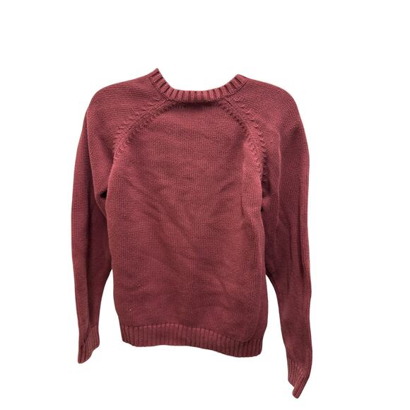 VTG 90s Lands End Drifter Sweater 100% Cotton Red V Neck Sweater Pullover Knit - Picture 5 of 5